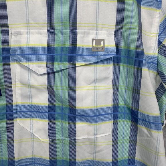 NWT Huk Men’s Latitude Tide Point Short Sleeve Button Up Flannel Performance New - Picture 8 of 15